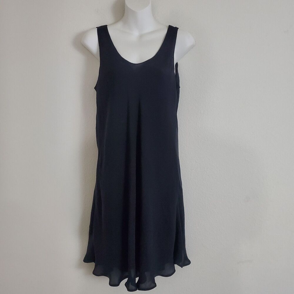 Banana Republic Slip Dress Medium Black Silk Sheer Vintage 90s Fairy Grunge